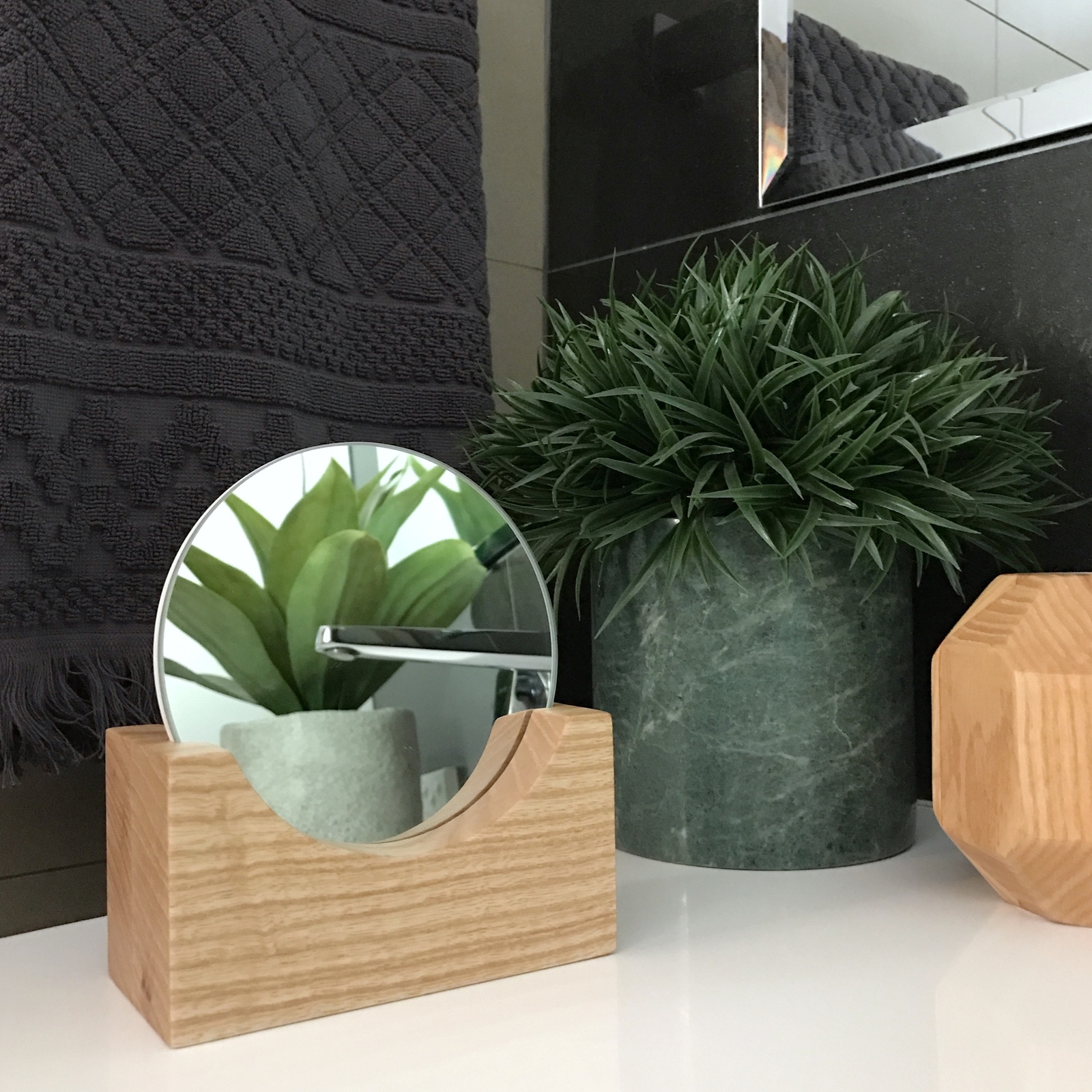 Oak and Ash Natural Wood Vanity Mirror Round