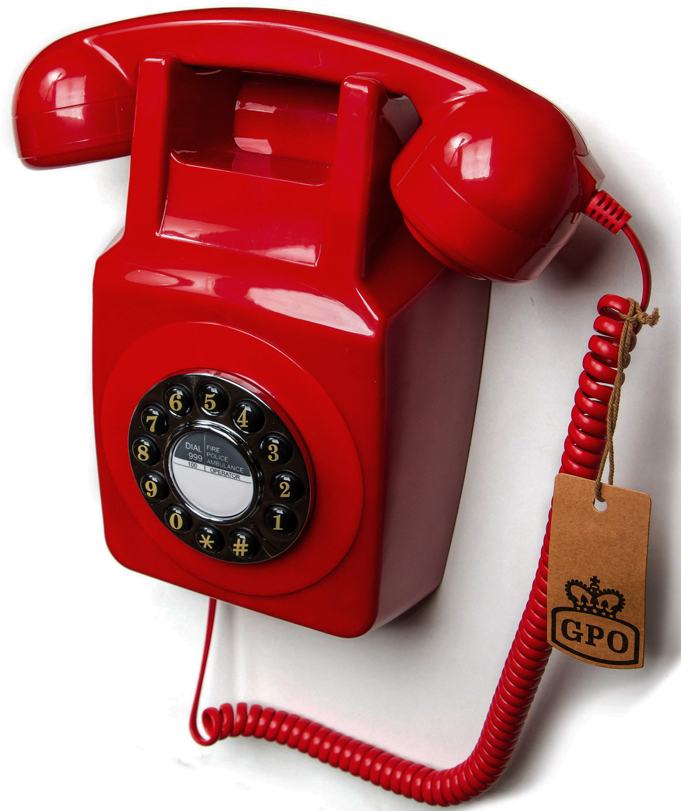 GPO 746 Wall phone traditional retro push button dialling telephone red