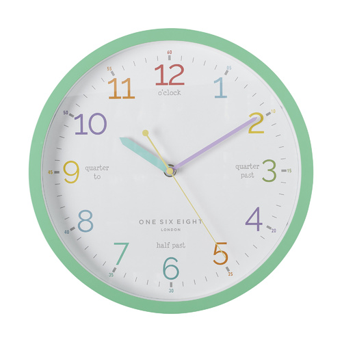 LEARN THE TIME Mint 30cm Silent Wall Clock