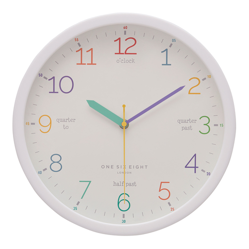 LEARN The Time White 30cm Silent Wall Clock