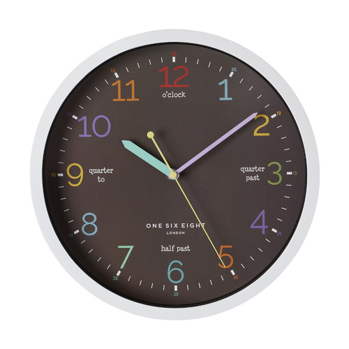 LEARN THE TIME Black 30cm Silent Wall Clock