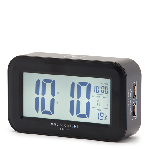 RIELLY Black Digital Rectangle  Alarm Clock