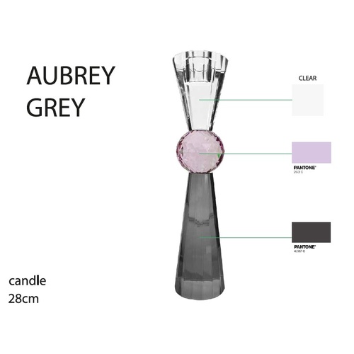 AUBREY Grey Candle Holder 28cm