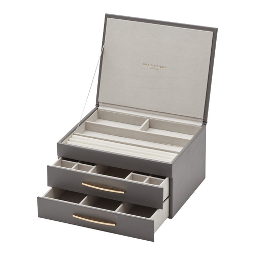 STACEY Charcoal Grey Large Jewellery Box