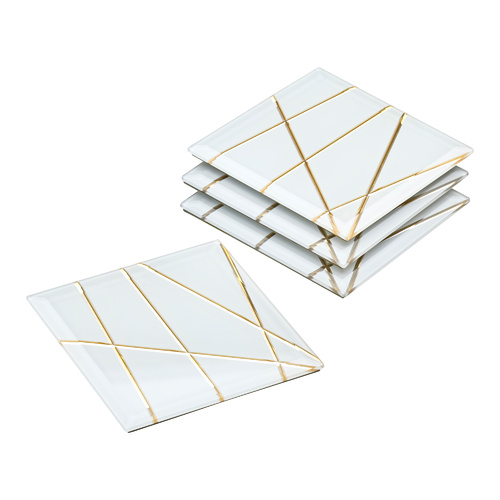 Geo Glass Coasters Gold - Set of 4