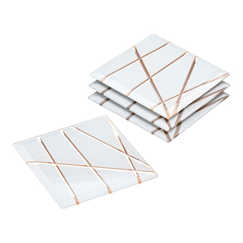 Geo Glass Coasters Rose Gold - Set of 4