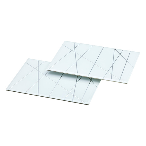 Geo Glass Placemats Silver- Set of 2