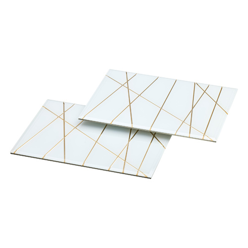 Geo Glass Placemats Gold - Set of 2