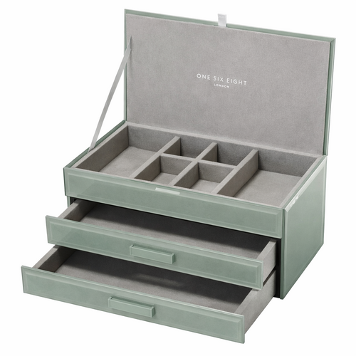 GABRIELLA Olive Green Medium Jewellery Box