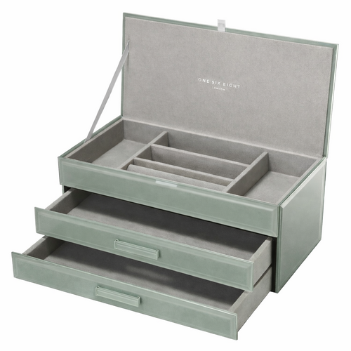 GABRIELLA Olive Green Large Jewellery Box