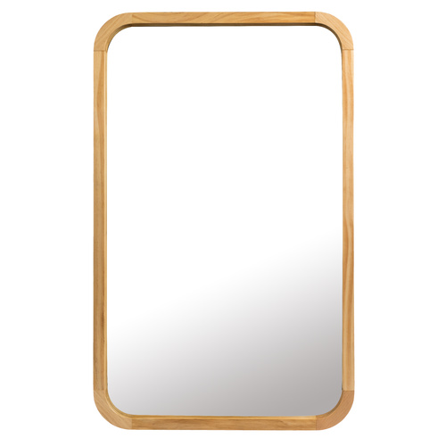 TINA 80cm x 50cm Natural Wooden Wall Mirror Rectangle