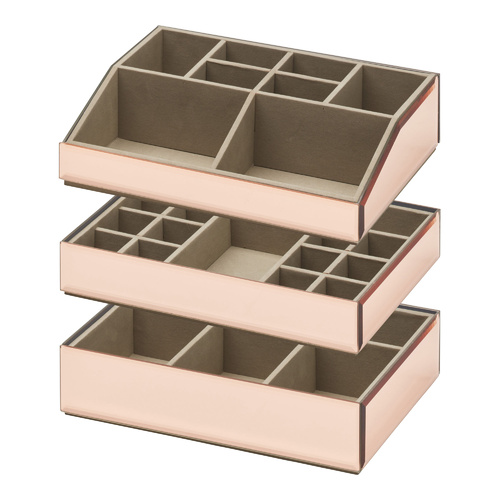 Stackable Jewellery / Makeup Box Set - Rose Gold