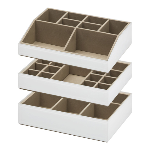 Stackable Jewellery / Makeup Box Set - White